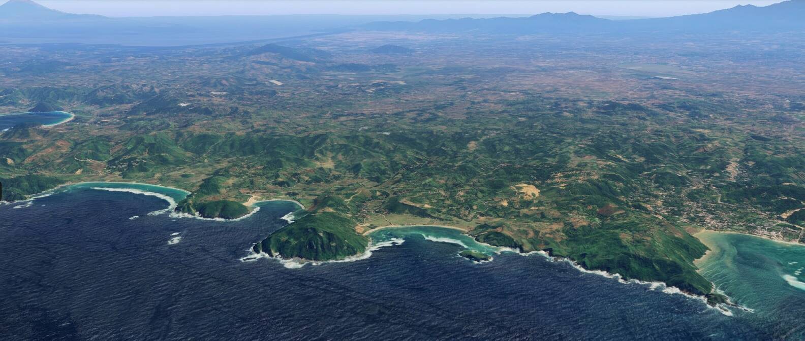 Vue aérienne du sud Lombok